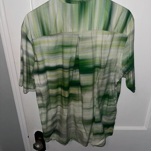 John Elliott Cloak Print Short Sleeve Button-Up - Green (MOTION MEADOW) - Medium - Picture 6 of 6